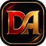 Damac game logo with red and gold 3D letters on a black background